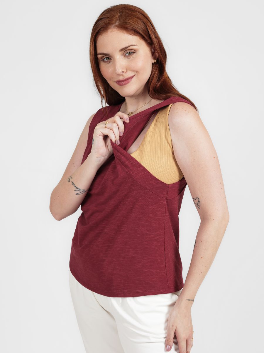 Blusa para Amamentar com Regata e Top Interno-Blusa-Mammy.b