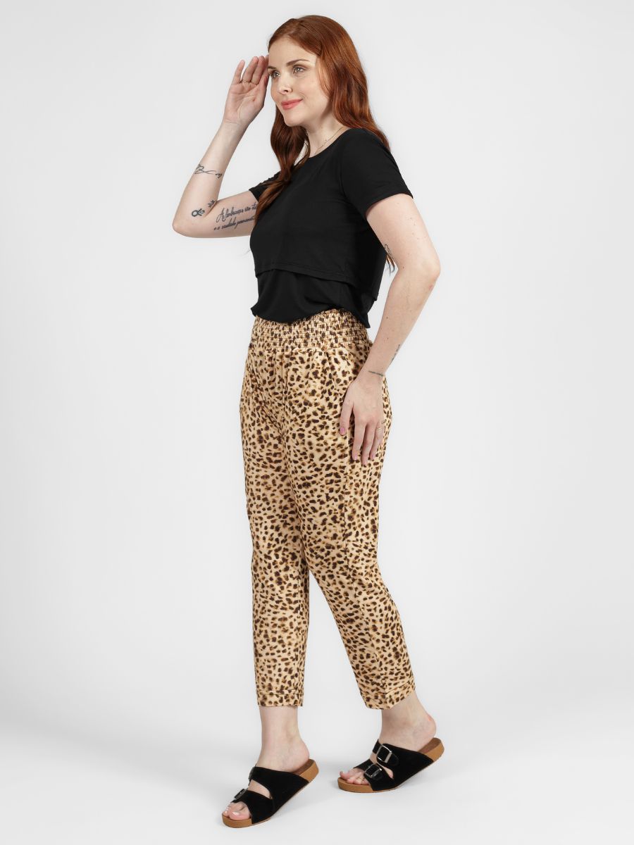 Calça Gestante Cós Lastex - Estampa Animal Print-Calça-Mammy.b