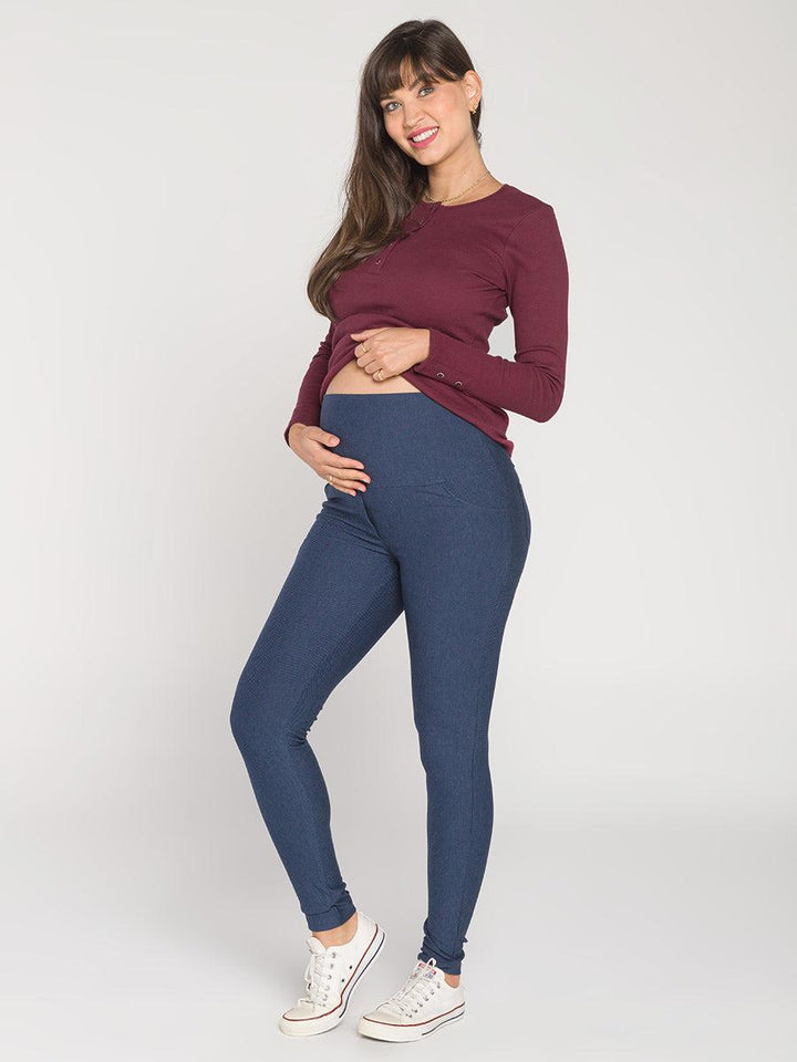 Legging Gestante Moletom Denim-Calça-Mammy.b