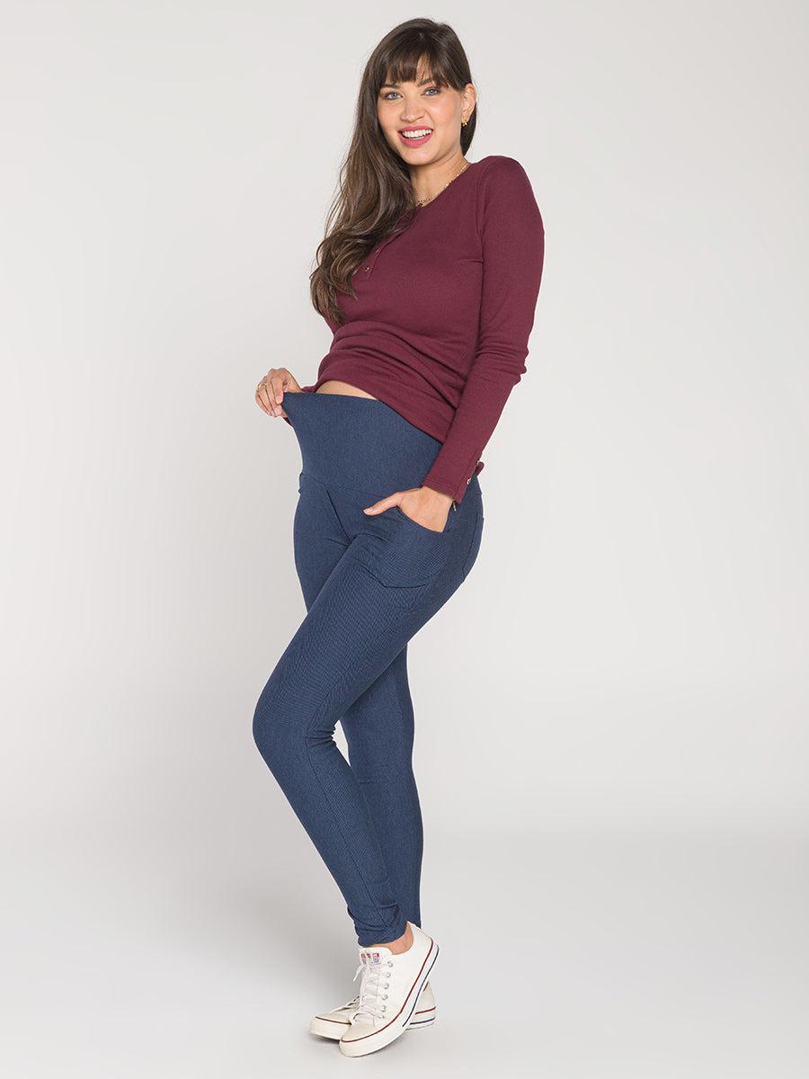 Legging Gestante Moletom Denim-Calça-Mammy.b