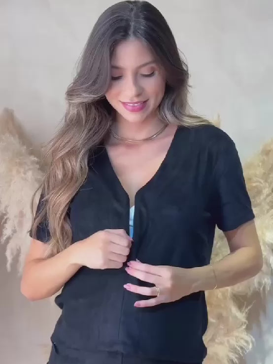 Blusa para Amamentação Atoalhada