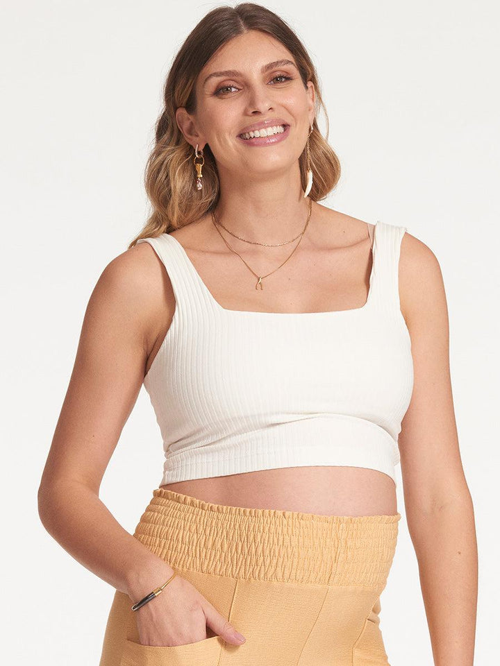 Regata Cropped Canelada com Decote Quadrado-Blusa-Mammy.b