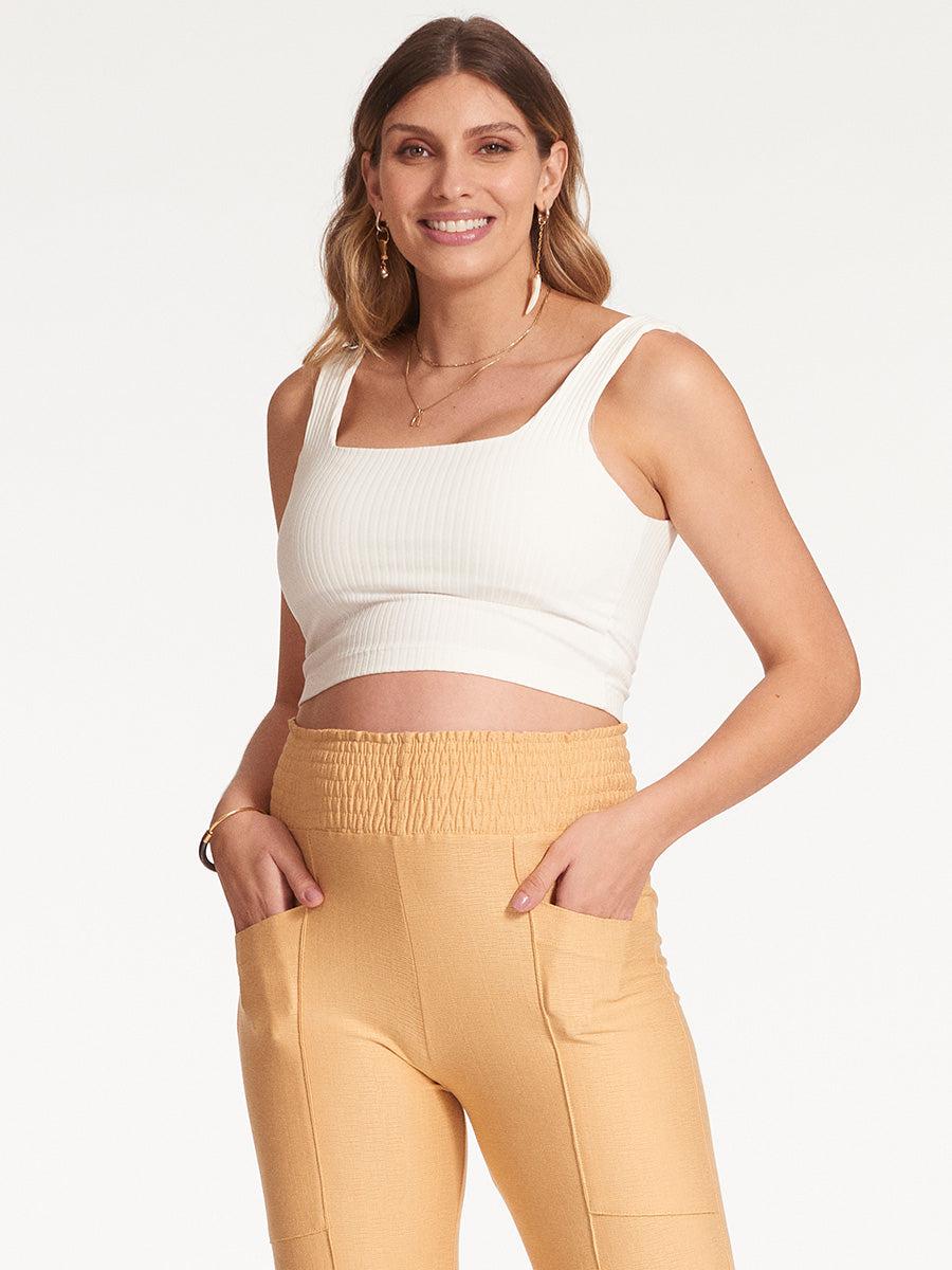 Regata Cropped Canelada com Decote Quadrado-Blusa-Mammy.b